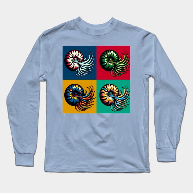 Pop Nautili Sponge Art - Cool Underwater Long Sleeve T-Shirt by PawPopArt